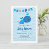 Invitation Baby shower de baleines (Debout devant)