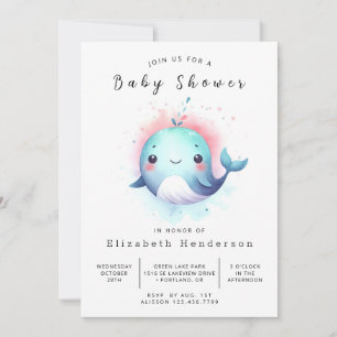 Invitation Baby shower de baleines à édition bohème