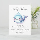 Invitation Baby shower de baleines à édition rustique (Debout devant)