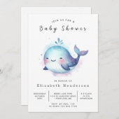Invitation Baby shower de baleines à édition rustique (Devant / Derrière)