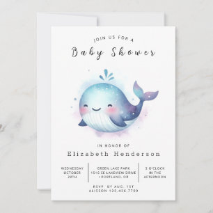 Invitation Baby shower de baleines à édition rustique