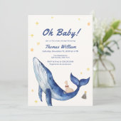 Invitation Baby shower de baleines à étoile bleu Whimsical Du (Debout devant)