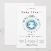Invitation Baby shower de baleines à impression simple (Devant / Derrière)