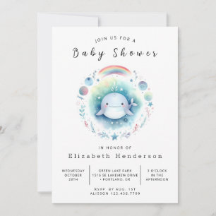 Invitation Baby shower de baleines à impression simple