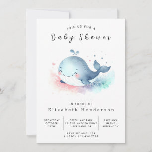 Invitation Baby shower de baleines à imprimer amusant