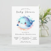 Invitation Baby shower de baleines à imprimer Boho (Debout devant)