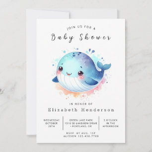 Invitation Baby shower de baleines à imprimer Boho