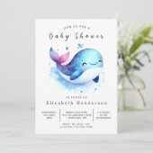 Invitation Baby shower de baleines à imprimer classique (Debout devant)