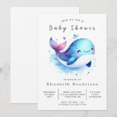 Invitation Baby shower de baleines à imprimer classique (Devant / Derrière)