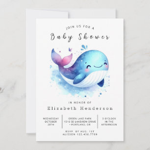 Invitation Baby shower de baleines à imprimer classique