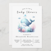 Invitation Baby shower de baleines à imprimer de Bohême (Devant / Derrière)