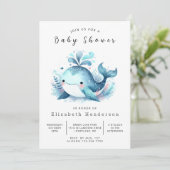 Invitation Baby shower de baleines à imprimer Ocean (Debout devant)