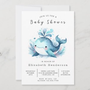 Invitation Baby shower de baleines à imprimer Ocean