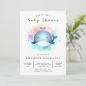 Invitation Baby shower de baleines à imprimer Ocean (Debout devant)