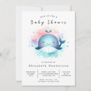 Invitation Baby shower de baleines à imprimer Ocean