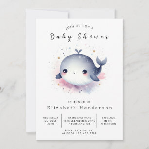 Invitation Baby shower de baleines à imprimer Ocean