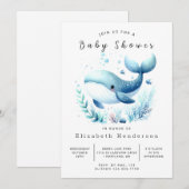 Invitation Baby shower de baleines à imprimer Ocean (Devant / Derrière)