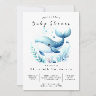 Invitation Baby shower de baleines à imprimer Ocean