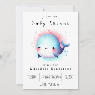 Invitation Baby shower de baleines à imprimer sur la mer