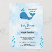 Invitation Baby shower de baleines à petit écureui (Devant / Derrière)
