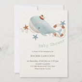 Invitation Baby shower de baleines adorable (Devant)