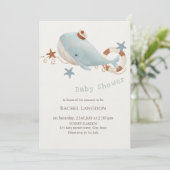 Invitation Baby shower de baleines adorable (Debout devant)