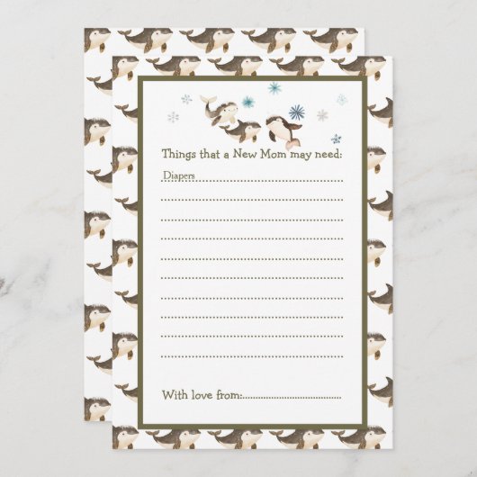 Invitation Baby shower de baleines arctiques d'hiver (Devant / Derrière)