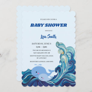 Invitation Baby shower de baleines bleues