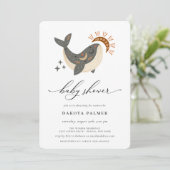 Invitation Baby shower de baleines célestes de Boho (Debout devant)