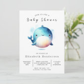 Invitation Baby shower de baleines chic et imprimable (Debout devant)