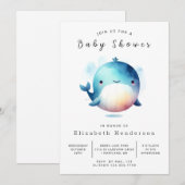 Invitation Baby shower de baleines chic et imprimable (Devant / Derrière)