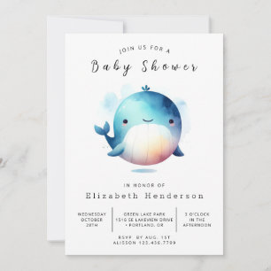 Invitation Baby shower de baleines chic et imprimable
