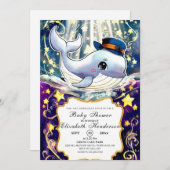 Invitation Baby shower de baleines d'aquarelle (Devant / Derrière)