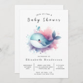 Invitation Baby shower de baleines en ligne Boho (Devant / Derrière)