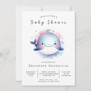 Invitation Baby shower de baleines en ligne de Bohême