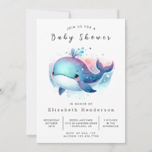 Invitation Baby shower de baleines en ligne d'eau