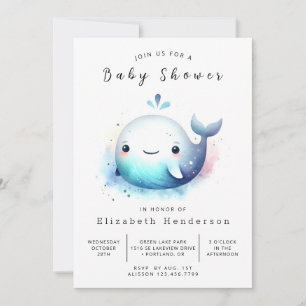 Invitation Baby shower de baleines en ligne d'eau