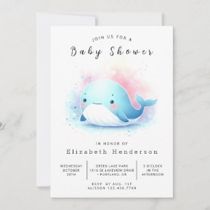 Invitation Baby shower de baleines en ligne d'eau