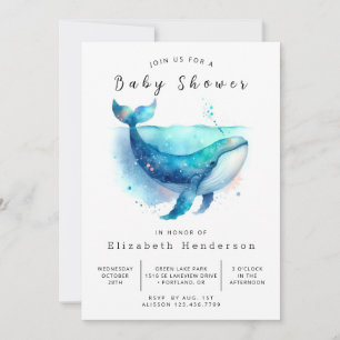 Invitation Baby shower de baleines en ligne élégant