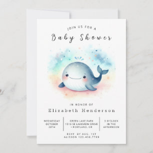 Invitation Baby shower de baleines en ligne enchanté