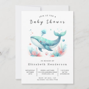 Invitation Baby shower de baleines en ligne non sexiste