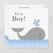 Invitation Baby shower de baleines gris bleu (Devant / Derrière)