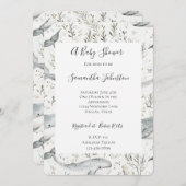 Invitation Baby shower de baleines gris d'océan (Devant / Derrière)