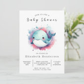 Invitation Baby shower de baleines imprimables enchanté (Debout devant)