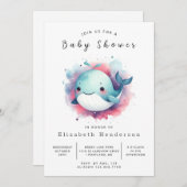 Invitation Baby shower de baleines imprimables enchanté (Devant / Derrière)