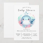 Invitation Baby shower de baleines imprimables unique (Devant / Derrière)