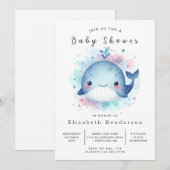 Invitation Baby shower de baleines imprimables unique (Devant / Derrière)