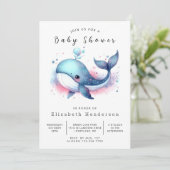 Invitation Baby shower de baleines imprimables unique (Debout devant)