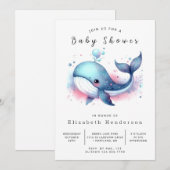 Invitation Baby shower de baleines imprimables unique (Devant / Derrière)