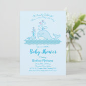 Invitation Baby shower de baleines mignonne Océan bleu neutre (Debout devant)